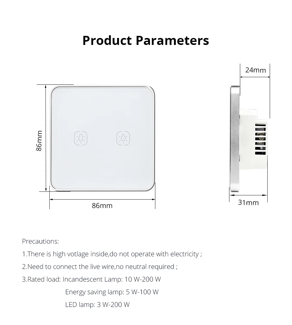 Zemismart Tuya Zigbee No Neutral Wall Switch, Homekit Enable