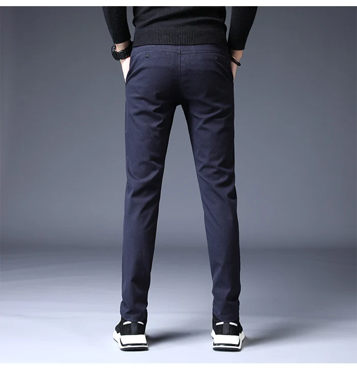 Jantour осень зима высококачественные мужские штаны из хлопка прямые длинные мужские классические повседневные деловые Брюки Полная Мода длина средняя