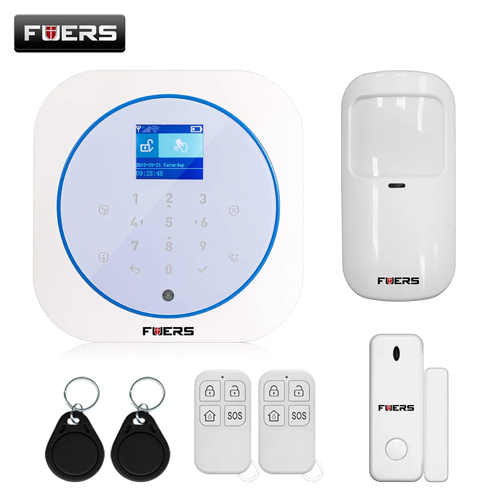 Kit 1 FUERS Wi-Fi GSM сигнализация беспроводная домашняя охранная сигнализация система Tuya APP управление сирена детектор движения PIR датчик дыма - Цвет: Kit 1