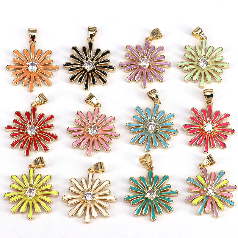

10Pcs,Fashion Enamel Colorful Daisy Flower Shape Pendant, Gold Color Daisy Flower Charm,Enamel Pendant,Enamel Jewelry,