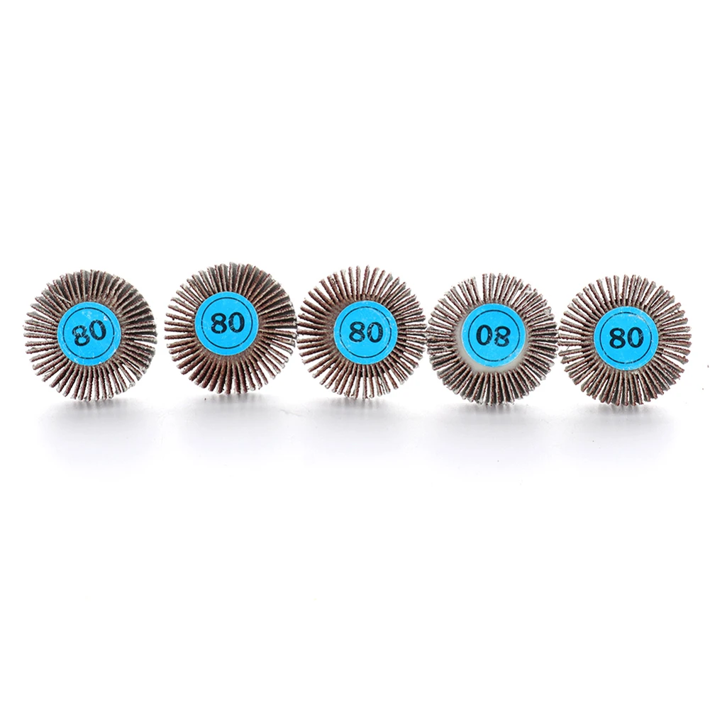 5pcs 80 Grit 4mm Shank Grinding Sandpaper Flap Wheel Sanding Discs for Rotary Tools For Metal Surface Cleaning Polishing