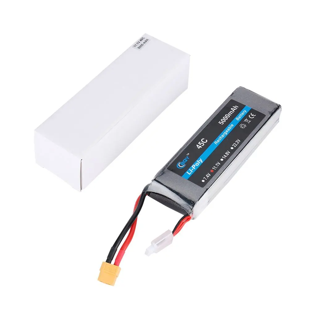 

11.1V 5000mAh 45C XT60 Plug Connector Li-poly Rechargable Battery 8048145B for RC Helicopter Qudcopter Drone Truck Car Boat