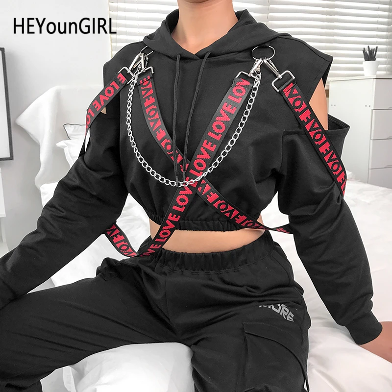 Повседневный укороченный топ HEYounGIRL в стиле Харадзюку толстовка с капюшоном и