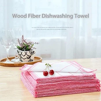 

5/10/20 Pcs Wood Fiber Dishwashing Towel Absorbent Kitchen Cleaning Wiping Rag Water Absorbent Dishcloth Thickened Wipe