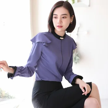 

Long Sleeve Pullover 2020 Shirt Goddess Temperament Foreign Style Occupation Work Business Top Female Q6171