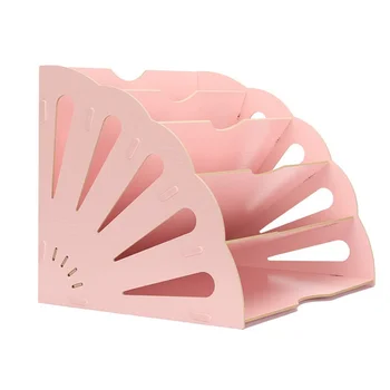 

5 Sections Assembly File Sorter Buckle Design Office Wood File Organizer Document Desktop Folder Fan-Shaped Mail Letter Desk Fil