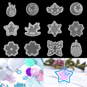 

1pcs Moon Star Unicorn Snowflake Butterfly Pendant Silicone Mold Key Chain Epoxy Resin Molds For DIY Jewelry Making Finding Tool