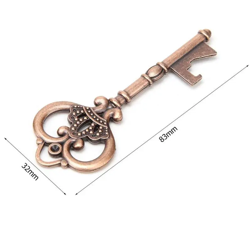 20pcs Retro Key Shaped Bottle Openers with Tags Ribbons Zinc Alloy Openers Pendent for Wedding Party Gift Decoration