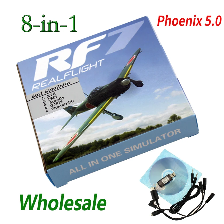 22 в 1 RC авиамодельного симулятора(8in1 USB моделирования для Realflight Поддержка G7.5 G7 G6.5 G5 Flysky FS-I6 TH9X Phoenix5 - Цвет: 8 in 1