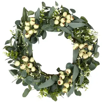 

Eucalyptus Leaf Garland And Large Berry Green Garland Are Used For Front Door Wall Window Decoration Festival Wall Indoor
