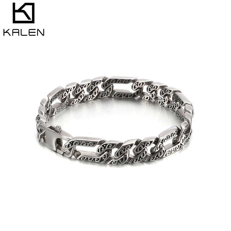 KALEN Boho, нержавеющая сталь, загадочный символ, шарм, звено цепи, браслет для мужчин, панк, велосипед, цепь, нарукавная повязка, байкер, ювелирное изделие
