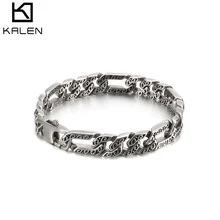 KALEN Boho, нержавеющая сталь, загадочный символ, шарм, звено цепи, браслет для мужчин, панк, велосипед, цепь, нарукавная повязка, байкер, ювелирное изделие