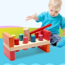 Высокое качество стучать скамья деревянная игрушка с молотком развивающая игрушка помогая мелкой моторике