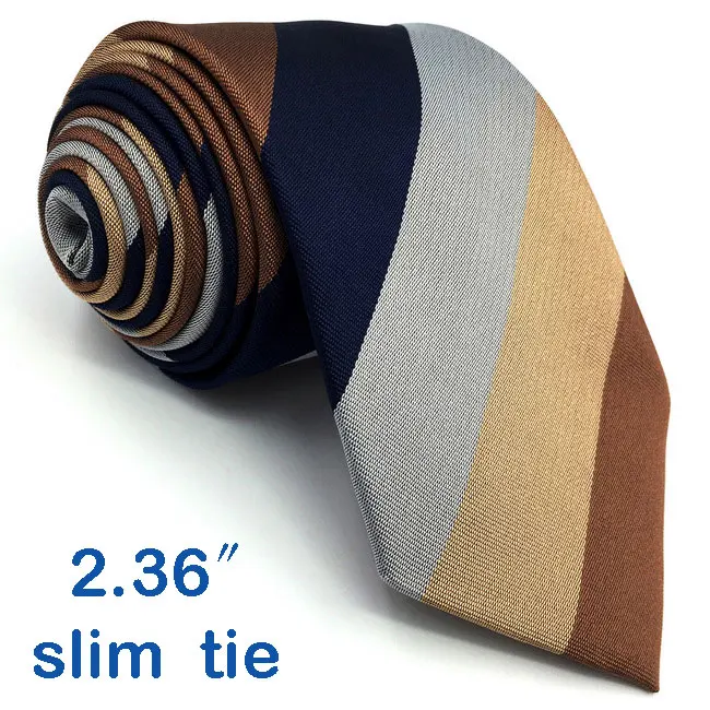 G13 Разноцветные полосатые Мужские галстуки шелковые модные классические галстуки для мужчин 6" Вечерние деловой носовой платок свадебные - Цвет: Skinny Size Tie