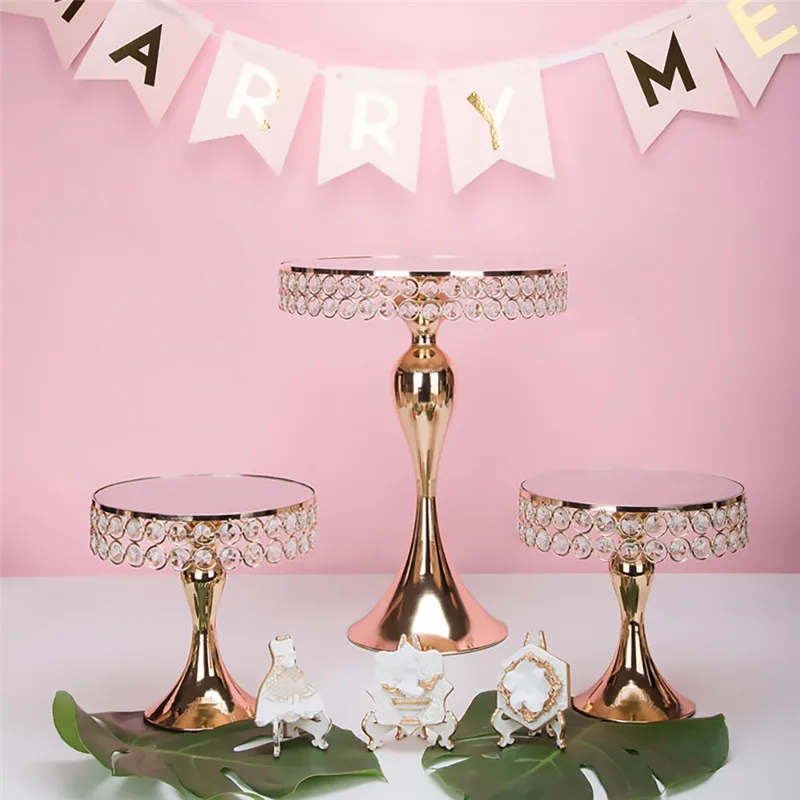 Новое поступление, Золотой Кристалл, подставка для торта, набор, гальваническое золото, зеркальное лицо, Свадебная вечеринка, стол, конфетный бар, украшение стола, инструменты