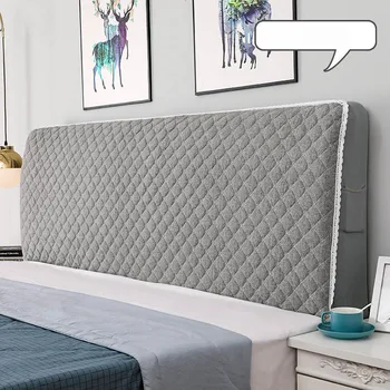 

Cotton Linen Bed Head Cover Thicken Quilted All-inclusive Headboard Cover Luxury Soft Bed Head Back Protection Dust Cover Grey