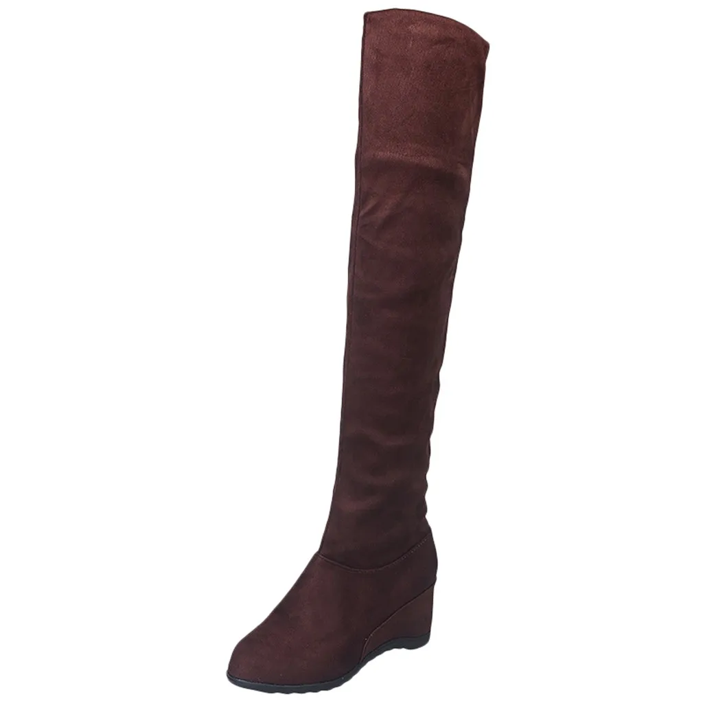 Thigh High Boots Women Winter Over The Knee Boots Women Wedges Shoes Large Size Long Female Boots Flock Bota Feminina
