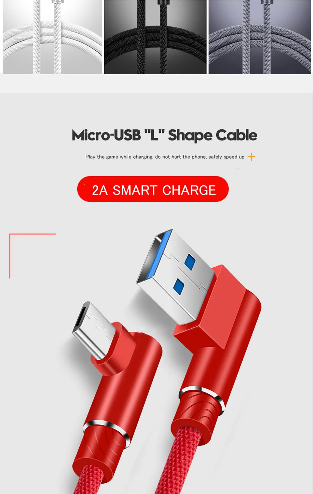 1 м 2 м 3 м 90 градусов локоть нейлон микро USB данных зарядное устройство быстрый кабель для samsung/sony/Xiaomi Android телефон происхождения длинный шнур зарядки