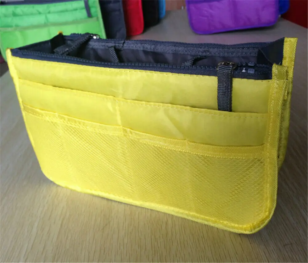 Большая вставка лайнер сумка органайзер портативный Дамы Повседневная дорожная сумка, косметичка кошелек - Цвет: Цвет: желтый