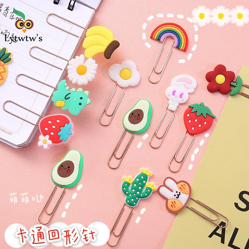Cute Flower Rainbow Paper Clip paper clips book clips mini bookmark 1 Pcs Office School Supply Photo Decorative Stationery Bookmark Gift Funny Avocado Cactus Daisy