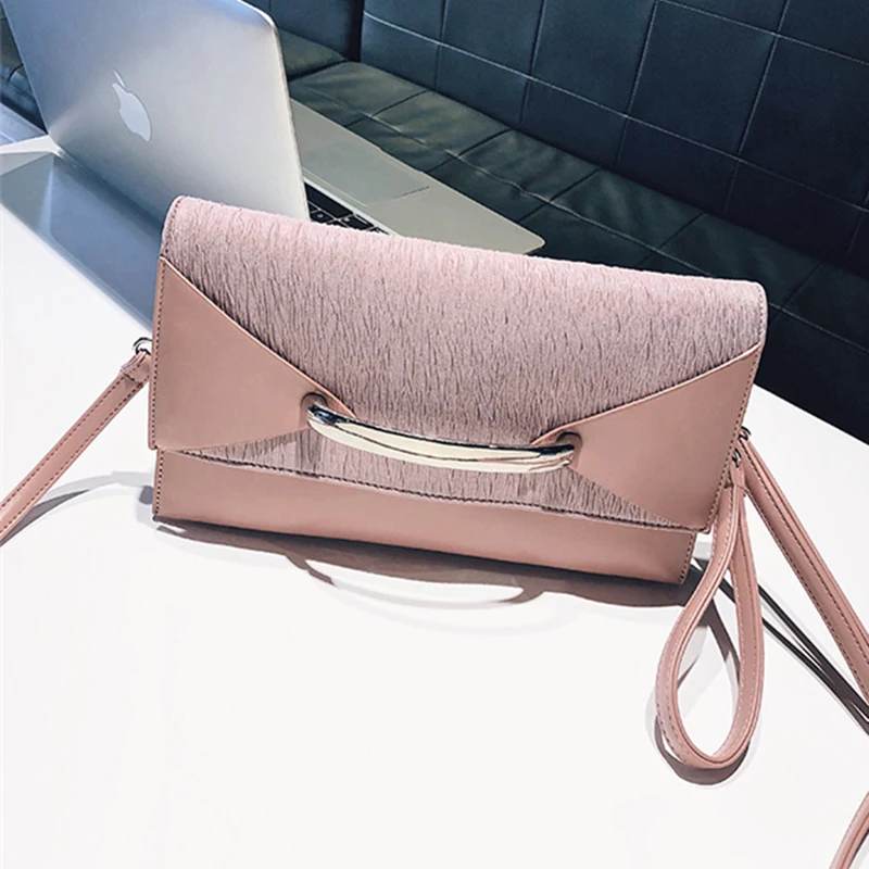 Розовый Luxuy Envelope Clutch Bag Women Leather Birthday Party Evening Clutch Bags For Women Ladies Shoulder Clutch Bag Purse Female - Цвет: Розовый