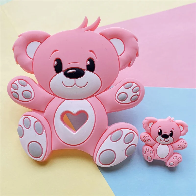 2Pc/Set Bpa Free Silicone Mini Fox Beads Baby Teether Silicone Fox Teether For Pacifier Clips DIY Cute Teething Toys 2