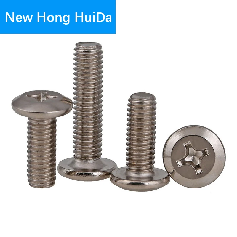 M6 M8 Flat Round Machine Screw Metric Thread Cross Recessed Furniture Screw Bolt Barrel Steel Nickel Plated