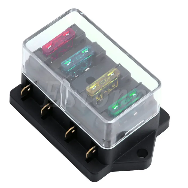 

12V/24V 4 Way Car Auto Blade Fuse Box Holder Circuit Standard ATO +4X Fuse