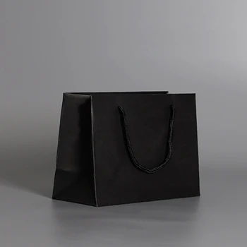 

40pcs/lot Recyclable Environmental Black Cardboard Paper Shopping Bag Paper Gift Bags for Holiday