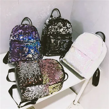 

1 PC Girls Sequins School Backpack Double Shoulder College Bag Satchel Handbag Women Summer Vacation Travel Rucksack Dropship