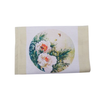 

Foldable Tissue Holder with Environmental Digital Printing Cotton Linen Tissue Box Cover Car Living Room Decoration (green Beige