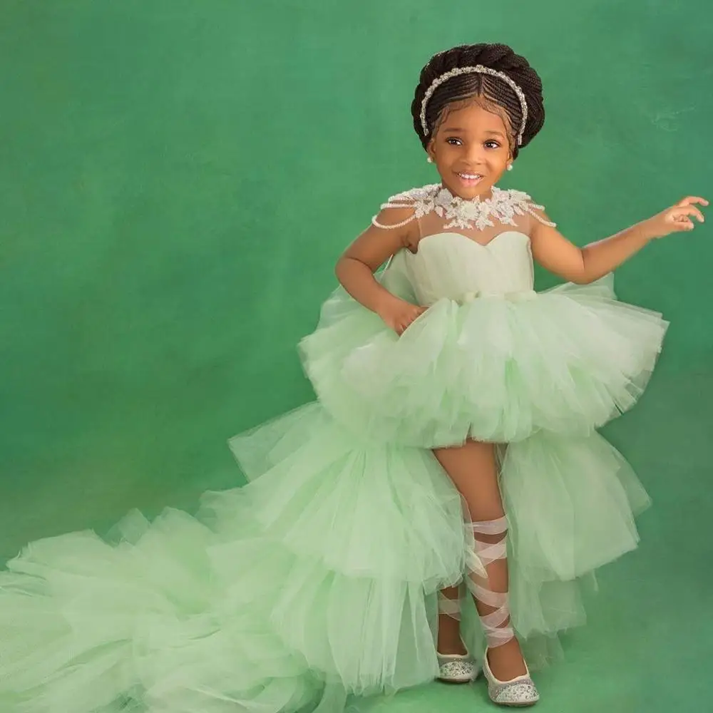 Customized Flower Girl Dresses Puffy Tulle High Low Little Princess