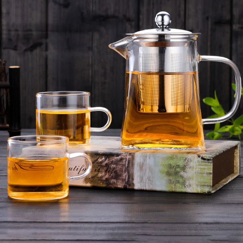 Hot Heat Resistant Glass Teapot With Stainless Steel Infuser Heated  Container Tea Pot Good Clear Kettle Square Filter Baskets - Teapots -  AliExpress