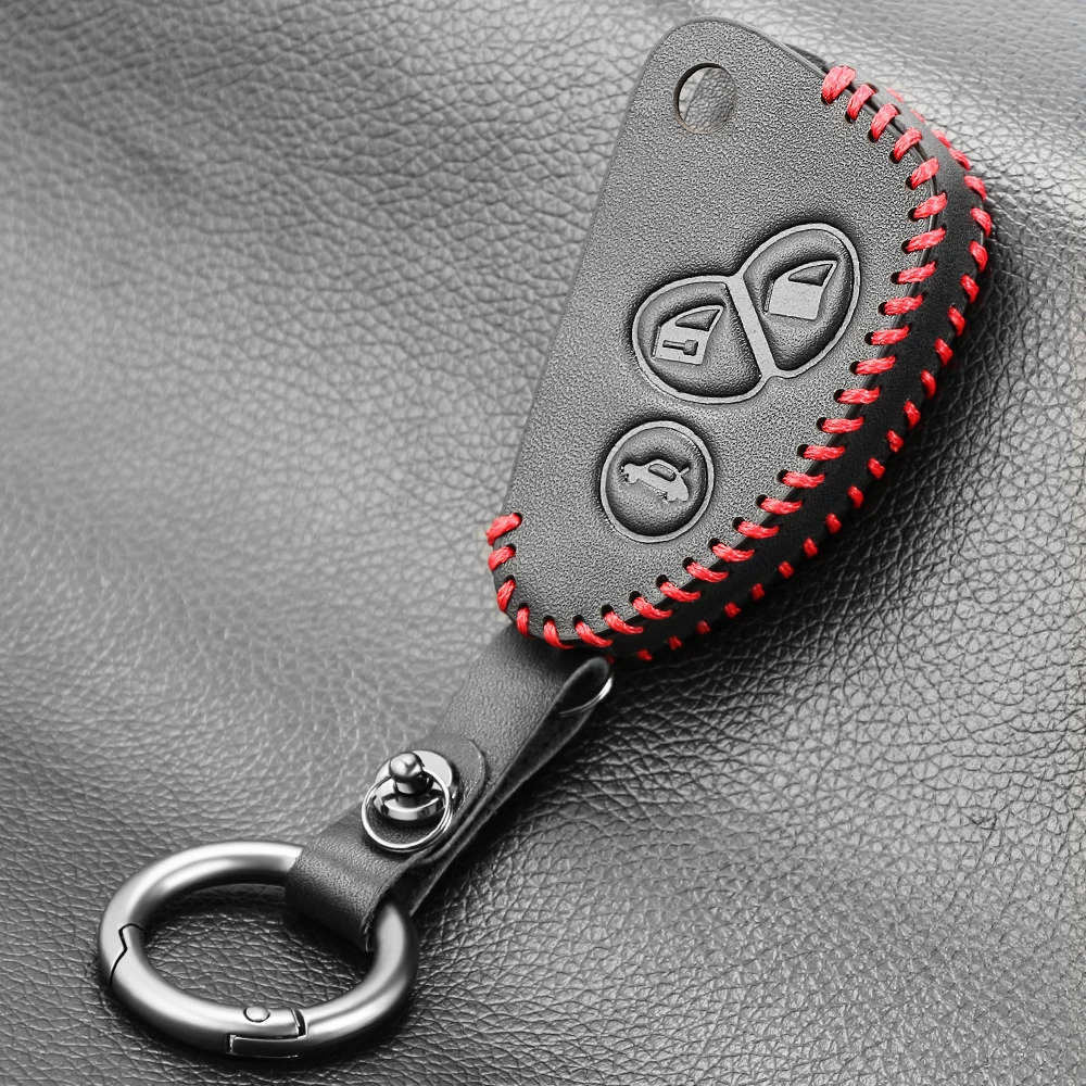 Key Case Cover Genuine Leather Car Key Cover FOB Case For Alfa Romeo 147 156 166 GT JTD TS Flip Remote