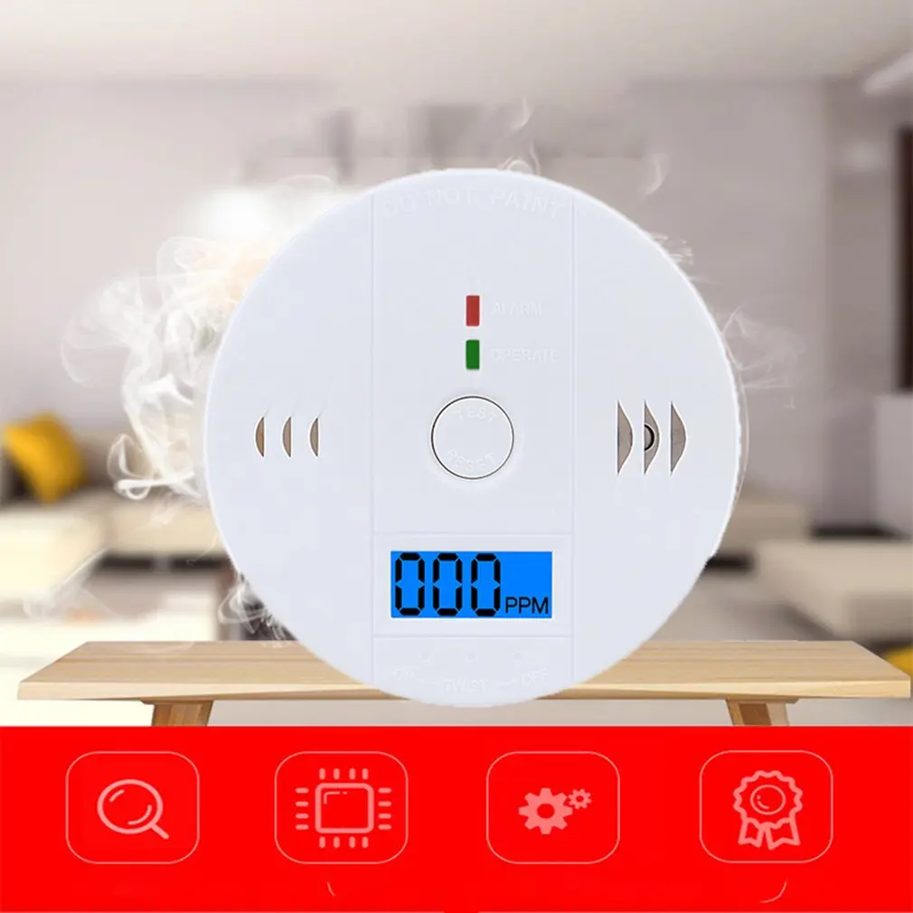 LCD CO Carbon Monoxide Smoke Detector Poisoning Gas Warning Sensor Alarm Gas Alarm For Factory Safety