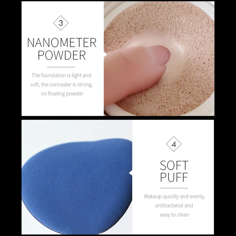 NEW Air Cushion BB&CC Cream Foundation for Men Powder Concealer Whitening Moisturizing Brighten Bare Makeup 30g
