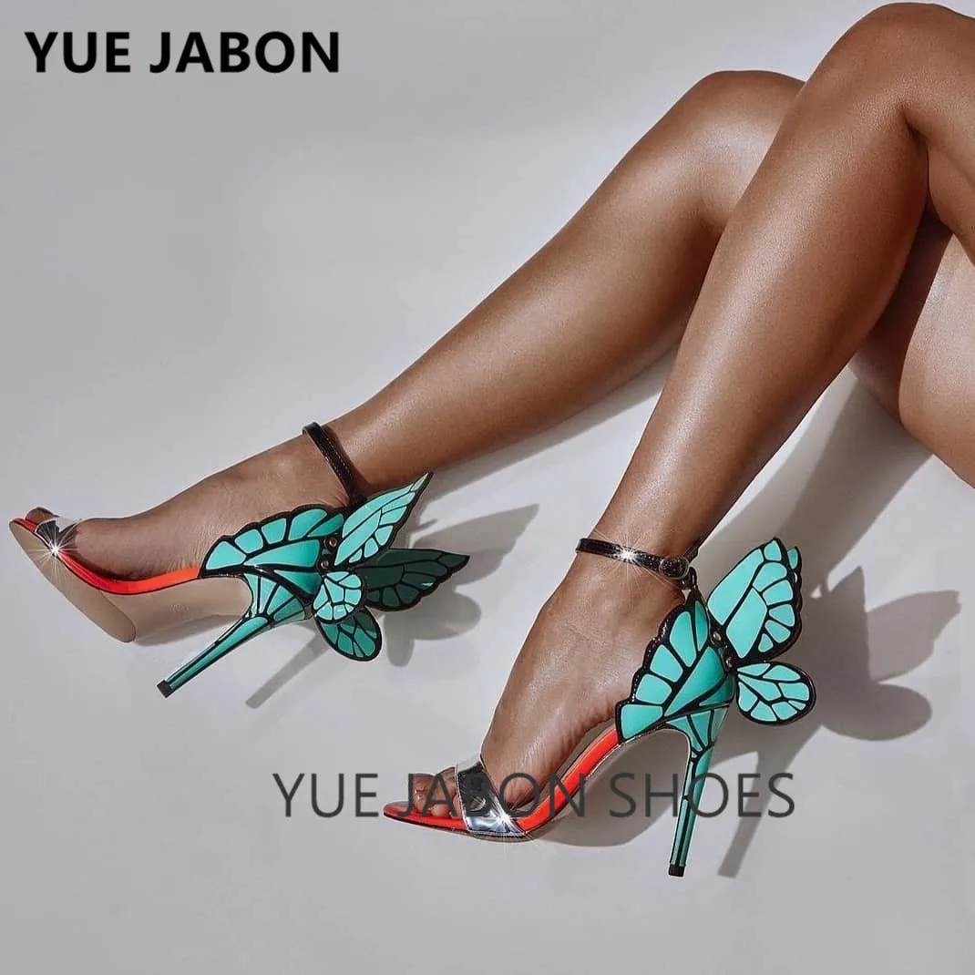 Nuove Pompe A Stiletto Di Lusso Bowknot Scarpe Da Sposa Da Sposa Cinturino Alla Caviglia Sexy Sandales Femme Traforato Farfalla Ala Sandalo Donna
