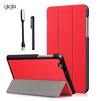 

gligle for Huawei MediaPad T3 7.0 3G BG2-U01 stand leather case cover Tablet stand cover shell+Led light+Touch pen Free shipping