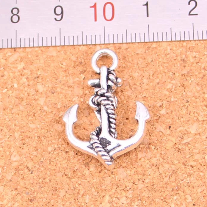 11 Uds. De abalorios de cuerda de anclaje, colgante de collar DIY de aleación de Metal, joyería hecha a mano, 28x20mm