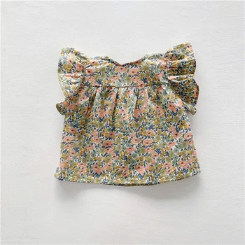 

Summer Girls Cotton Short Sleeved T-shirts Flower Printed Top choose sizes