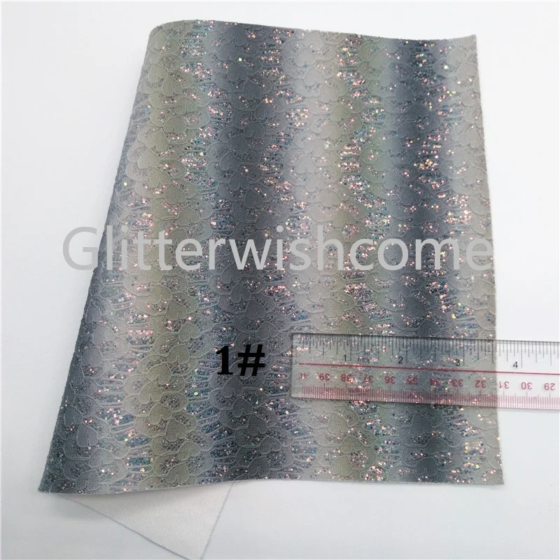 Glitterwishcome 21X29 см А4 Размер Raibow кружева блестящая ткань, синтетическая кожа ткань листы, Переливающаяся кожа для бантов, GM490A