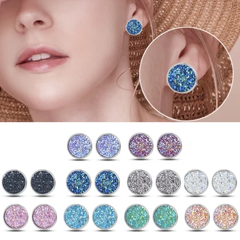 

Stainless Steel Starry Sky Stud Earrings 2019 New Fashion Imitation Gem Jewelry Earrings For Women Wholesale Kolczyki Brincos