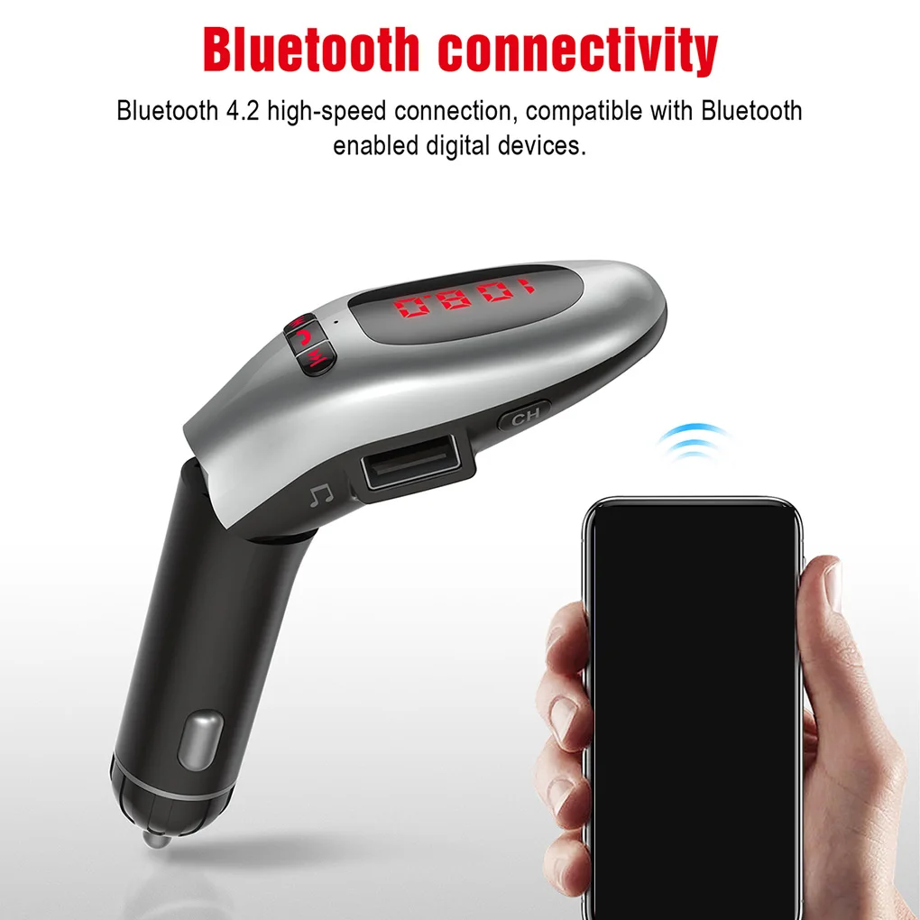 Bluetooth 4,2 автомобильный комплект громкой связи двойной USB быстрое зарядное устройство fm-передатчик модулятор Автомобильный аудио mp3-плеер