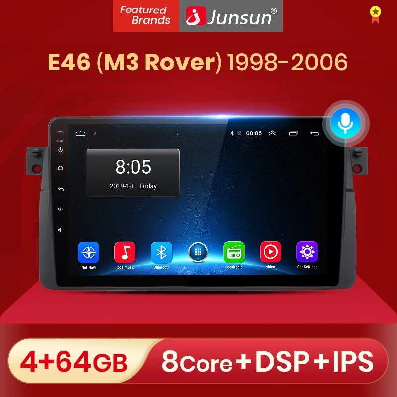 Junsun V1 Android 10.0 AI commande vocale autoradio Multimidia lecteur vidéo GPS pour BMW E46 coupé (M3 Rover) 316i 318i no 2din dvd