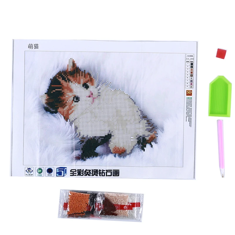 Kitty Картина с цветными животными, алмазная живопись, мультфильм, аниме, котенок, паста, для гостиной, спальни, коллекция вышивки крестом - Цвет: Kitty