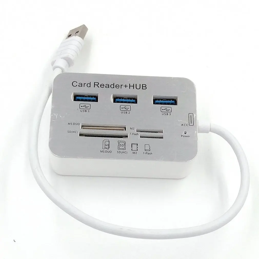 USB 3,0 док-станция USB 3,0 высокое Скорость 7 в 1 устройство для чтения карт памяти флеш адаптером MS/M2/TF адаптер зарядное устройство с 3 usb-портами для разветвитель комбо из алюминиевого сплава