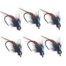 

6 Pcs Dry Flies Flash Back Pheasant Tail Nymph Fly For Trout Nymph Bead Tungsten Wet Lure Fishing Panfish Grayling Fake Hea N5z1
