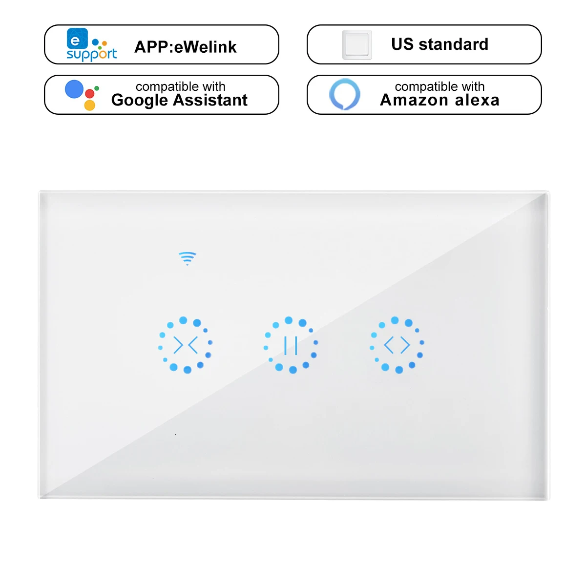 Ewelink, умный занавес, мотор, электрические жалюзи, WiFi переключатель, сенсорное приложение, голосовое управление от Alexa Echo Google Home, AC 110 В 220 В, ЕС/США - Цвет: US Type White