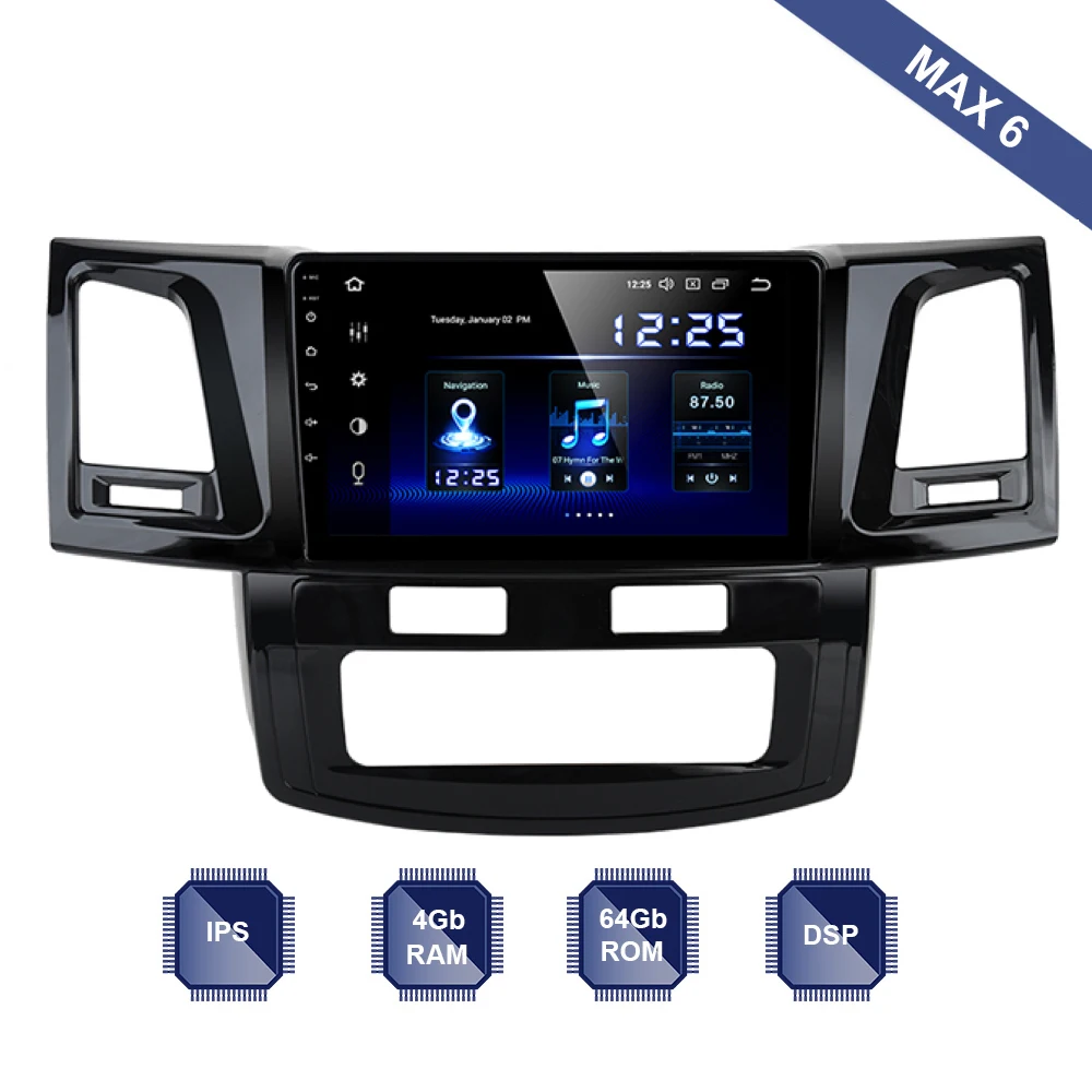 Car Radio 1 Din Player Android 9.0 for Toyota Fortuner 2007-2014 Multimedia Auto AC GPS DSP HDMI output 1080P Video WIFI BT RDS |