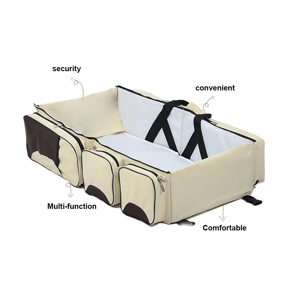 

3 In 1 Nursing Portable Diaper Bags Baby Cribs Folding Single Shoulder Outdoor Multifunctional Travel Stroller Net Pouch Pocket